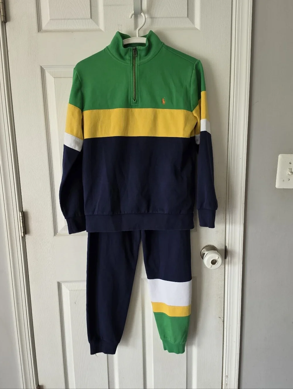 Polo Ralph Lauren Double-Knit Quarter-Zip Sweatshirt And Jogger Set Size Large L